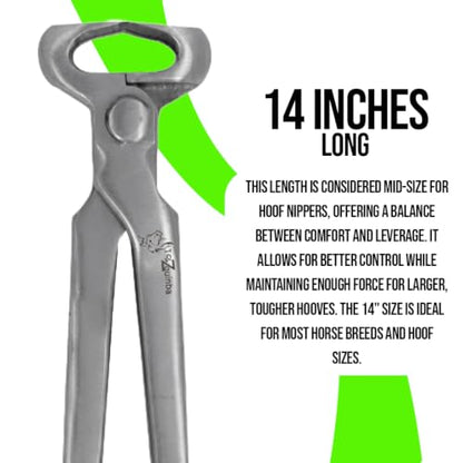 Professional 14-Inch Race Track Hoof Nipper – Vanadium Steel Farrier Tool for Horse Hoof Trimming, Heavy-Duty Hoof Cutter, Precision Horse Hoof Nippers, Durable Equine Farrier Equipment