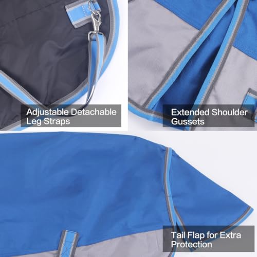 1200D Mini Horse/Pony Blanket 0g No-Fill Waterproof Turnout Sheet - color: Royal Blue, size: 48"