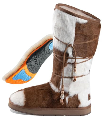 100% Sheepskin Lined Fur Boots Women: Removable Arch Support Insole - color: Arch-knee High-chestnut, size: 6