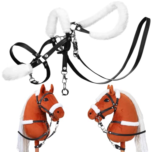 Shappy Hobby Horse Bridle Toy Accessories,Black | Hobby Horse Tack, for A3 A4 Hobby Horse, with Metal Bit and Adjustable Reins, Faux Leather and Stainless Steel - color: Black