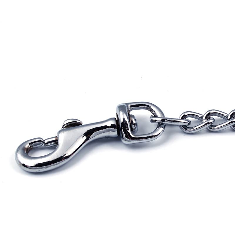 SGODA Chain Dog Leash with Leather Handle 4 Feet Red - color: Red