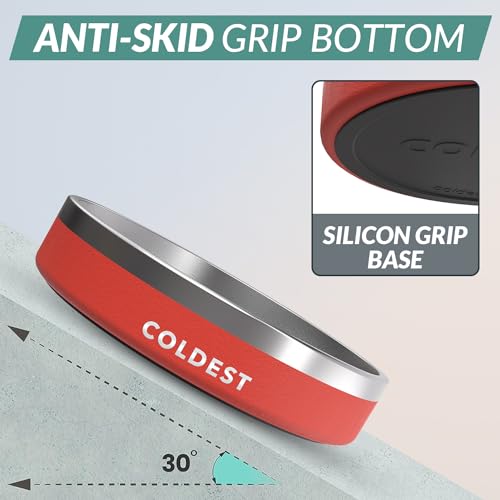 Coldest Dog Bowl - Anti Rust Metal, Non Slip, 3 Layers Insulated Stainless Steel Dog Bowls - Spill Proof & Heavy Duty - Water Bowl for Dogs, Cats & Pets, Dish Washer Safe (21 oz, Red) - color: Crimson Red, size: 21 oz