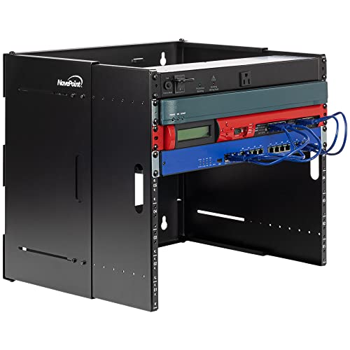 NavePoint 4U Patch Panel Bracket Wall Mount Patch Panel Rack for 19” Networking Equipment – Expandable Mounting Depth 9.5” to 15.5” 4U IT Rack 40lbs Weight Capacity - size: 4U