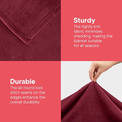 Utopia Bedding Soft Fleece Bed Blanket Throw Size Burgundy (50x60 Inch) - color: Burgundy, size: Throw (50x60 Inch)