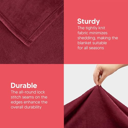 Utopia Bedding Soft Fleece Bed Blanket Throw Size Burgundy (50x60 Inch) - color: Burgundy, size: Throw (50x60 Inch)