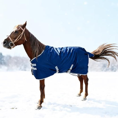 1200D Horse Blanket Winter Water Resistant 220g Polyester Fiber Filling Liner 1200D Premium Turnout Horse Blanket,Horse Blankets for Real Horses Medium Weight Blanket 78 inches,145cm Deep Blue