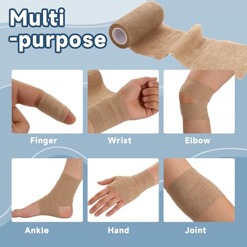 36 Pack Self Adhesive Bandage Wrap 4 Inch X 5 Yard Vet Wrap for Dogs Horses Elastic Cohesive Bandage Wrap Medical Wrap Wound Wrap for Injury First Aid Medical Sports Ankle Wrist Sprains - Nude