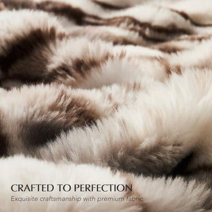 EverGrace Faux Rabbit Fur Bubble Throw Blanket, 60"x80", Beige & Gray - color: Marble Beige & Grey Chocolate, size: 60"x80"