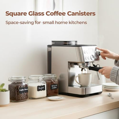 ComSaf Glass Storage Jars 34 oz 3 Pack for Flour Sugar, Coffee Canister - size: 34oz*3