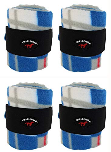 CHALLENGER 10ft Horse Grooming Leg Polo Wrap Set of 4 Soft Fleece 95R - color: MultiColor