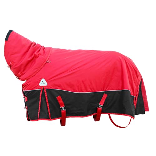 Horse Care Blanket Winter 1680D Premium Turnout Horse Blanket,Medium Weight Waterproof Blanket with Turnout Neck Cover Detachable (US 81 in(EU 155 cm)) - size: US 81 in(EU 155 cm) with cover