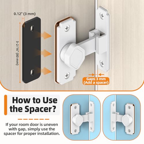 Sliding Barn Door Lock, 90 Degree Flip Security Gate Latch - color: White-1 Pc