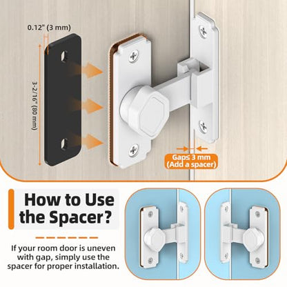 Sliding Barn Door Lock, 90 Degree Flip Security Gate Latch - color: White-2 Pcs