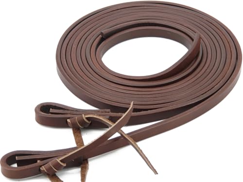 Jeereal Extra Heavy Harness Split Reins, Heavy Oil Weighted,Broken in,1/2" Width Supple Working Tack Western Horse Leather Reins - size: 1/2" x 7'