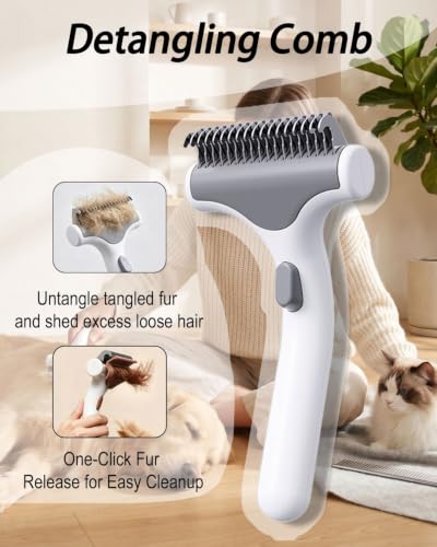 Undercoat Rake for Dogs & Cats, White - color: White