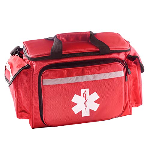 Primacare KB-1088 EMT First Responder Trauma Bag, Empty Deluxe EMS Shoulder Bag, Professional First Aid Kit Bag with 4 Compartments for Emergency Medical Supplies