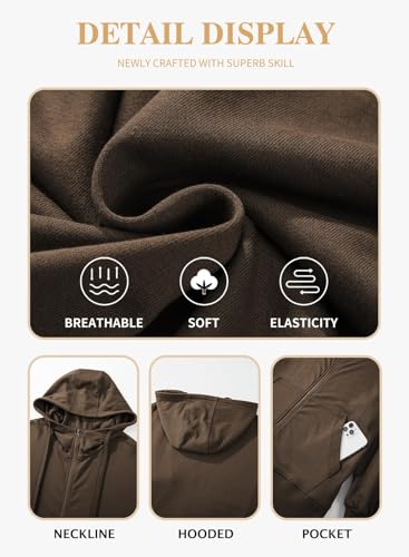 Eytino Women Plus Size Zip Up Hoodie Long Sleeve Oversized Sweatshirts - color: Brown, size: 2X
