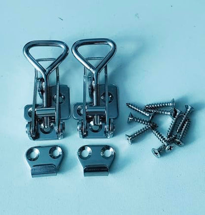 Adjustable Latch Buckle Cabinet Boxes Lever Handle Toggle Catch Latch Lock,Silver,Adjustable Range:97-123mm,2 Pcs - size: 2S,Range:97-123mm