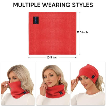 TICONN Neck Gaiter for Men Women, Cooling Bandana Face Mask Cover Gator - color: Candy Red-2pk, style: Fleece