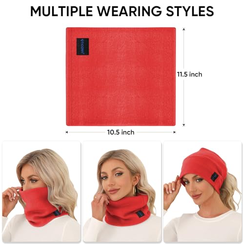 TICONN Neck Gaiter for Men Women, Cooling Bandana Face Mask Cover Gator - color: 2 Candy Red, style: Fleece