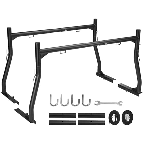 VEVOR Extendable Steel Truck Ladder Rack - 800 lbs Capacity, 46-71 inch, Non-Drilling for Kayak, Surfboard, Lumber, Ladder - style: Non-drilling