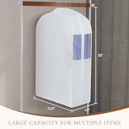 Univivi 32 Inch Cotton Hanging Garment Bag for Closet Storage 4 Pack, White - size: 32 Inch - 4 Pack