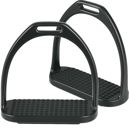 Equinez Tools Stainless Steel Horse Riding Stirrups–Black-Coated Safety English Stirrups for Equestrian Saddle–Durable,Rust-Resistant,Non-Slip Tread–Ideal for Dressage,Jumping,Trail & Training - size: 5