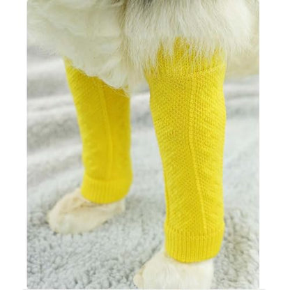ROZKITCH 4 PCS Dog Knee Protector to Help Reducing Licking Scratching Elbow - color: Yellow, size: M-Leg Girth: 2.67in