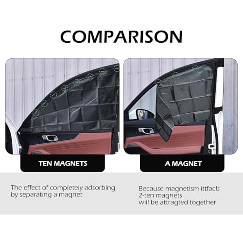 Shakas Window Sunshade, Sunscreen Light Protection Polyester Taffeta Adsorption Installation Side Window Glass Sunshade, for Most Two-cab Three-cab SUV Cross-country Commercial Vehicles (Black)