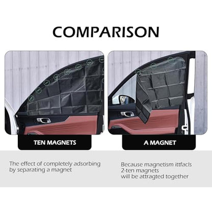 Shakas Window Sunshade, Sunscreen Light Protection Polyester Taffeta Adsorption Installation Side Window Glass Sunshade, for Most Two-cab Three-cab SUV Cross-country Commercial Vehicles (Black)