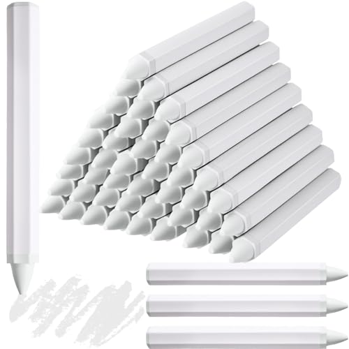 MotiMind 60 Pcs Industrial Lumber Crayons Bulk Wax Tire Marker Construction Marker for Craft Detailed Marking on Lumber Metal Carton Ceramics Concrete Glass Plastic 4.45" x 0.43" (White) - color: White
