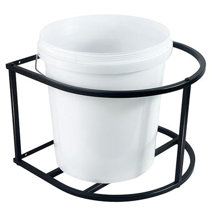 1 Pcs Horse Feed Pail Wall Mount,Heavy Duty Metal Wall Mount Water Bucket Holder for Horses Feed,Barn,Farmhouse Supplies(5 Gallon,Black)