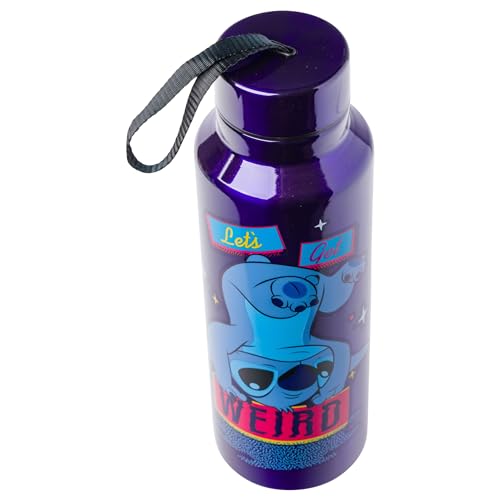Silver Buffalo Disney Lilo and Stitch, Stainless Steel Water Bottle, 27oz | Get Weird, Includes Strap, 0.8 Liters - color: Lilo and Stitch Get Weird, size: 27 Ounces