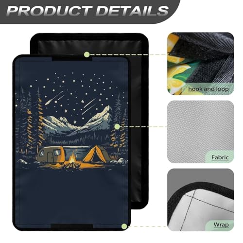 Camping Stars RV Camper Door Windows Shade Thickened Window Cover for Travel Trailer UV Sun Heat Protection Blackout Shades - color: Camping Stars
