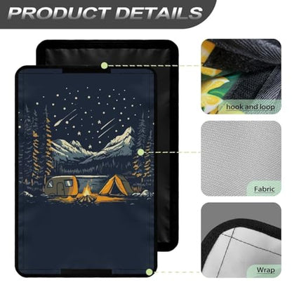 Camping Stars RV Camper Door Windows Shade Thickened Window Cover for Travel Trailer UV Sun Heat Protection Blackout Shades - color: Camping Stars