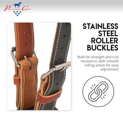 Professional's Choice The Dare Cribbing Control Collar | Durable Leather Cribbing Prevention for Horses | Fully Reversible Adjustable Fit with Removable Fleece - color: Black