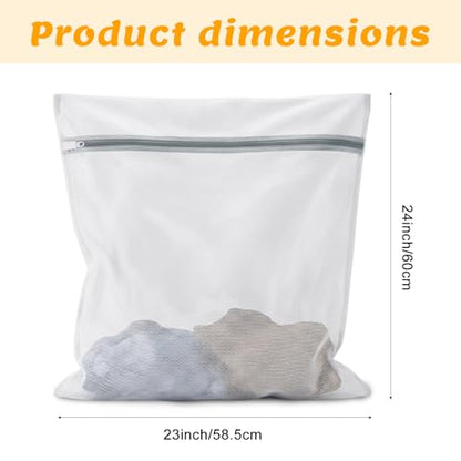 2Pcs Delicate Mesh Washing Bag for Laundry Extra Large Durable Laundry Bags Travel Organization Bag for Lingerie Clothes Sweater Cotton Clothes Shoes Sock 24 x 24 Inches(2XXL)