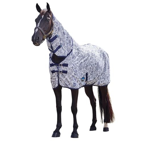 WeatherBeeta ComFiTec Limited Edition Fly Sheet Combo, White/Navy Floral Print, 72" - size: 72"
