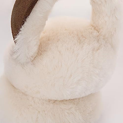 MaxW Wool Ear Muffs for Winter Women Men Fluffy Earmuffs Soft Cozy Ear Warmers Outdoor Ear Covers for Cold Weather - color: A-dark Chestnut