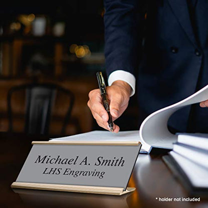 Custom Engraved Office Door Name Plate & Desk Signs, Gray, 2x4 - color: B8 - Gray & Black Lettering, size: 2in x 4in (5.1cm x 10.1cm)