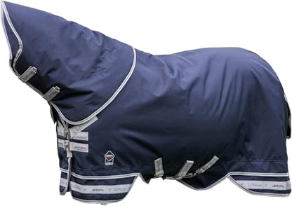 LeMieux Arika Featherweight 0g Turnout Blanket - 900Denier Breathable Waterproof Outer - Detachable Neck Included - Navy - 75" - size: 75"