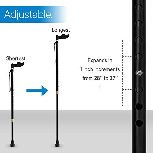 RMS Orthopedic Walking Cane - Offset Cane to Fit Individual's Palm Naturally - Ideal for Anyone with Arthritis or Carpal Tunnel Syndrome (Choose Left Hand or Right Hand)