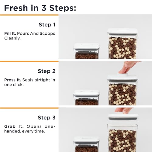 Deiss LUX Airtight Food Storage Containers with Lids - Pop Canisters Set for Pantry Organization, BPA-Free Stackable Kitchen Storage for Flour, Sugar, Cereal, Coffee | 2.1Qt, 0.95Qt, Measuring Cup
