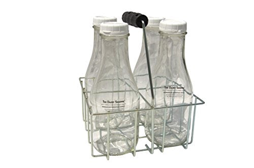 Wire Bottle Carrier for Libbey, StanPac, 32-34 oz bottles (4 Cell Carrier Only, for 32 oz Square Milk Bottles, not included) - size: 4 Cell Carrier