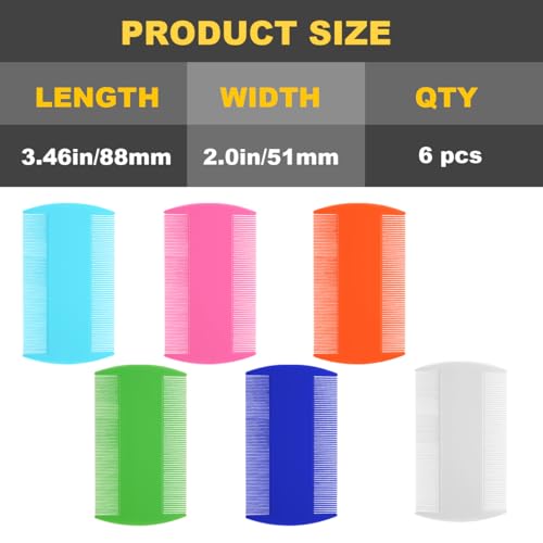 6 Pcs Head Hair Comb, Double Sided Fine Tooth Comb