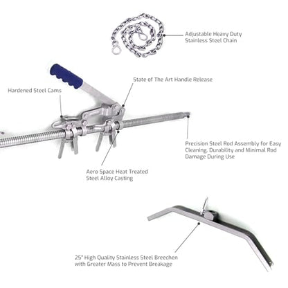 SURGICAL ONLINE 65” Calf Puller - Enhanced Calving Efficiency, Ergonomic Design, Precision Ratchet, Multiple Hooks, Robust Stainless Steel - Ideal for Large Breed Cows