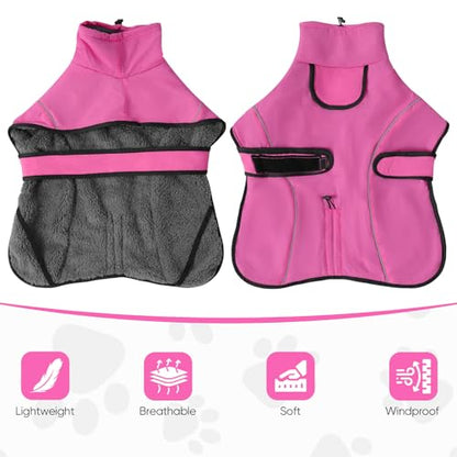 Dotoner Waterproof Dog Coat Warm Fleece Lined Jacket Reflective Winter Pet Apparel for Small Medium Large Dogs with Leash Opening Adjustable Neck & Tail Drawstring - color: Pink, size: Small