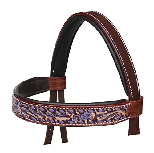 CHALLENGER Horse Western Leather Bitless Sidepull Bridle Split Reins 77RS25 - color: Brown/Purple