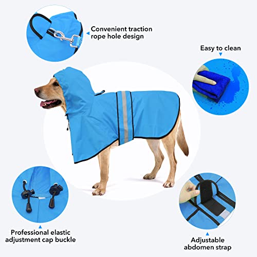 Waterproof Reflective Dog Raincoats - Adjustable Puppy Rain Coat Jacket, Lightweight Dog Hooded Slicker Raincoats Poncho for Small to X- Large Dogs and Puppies (Blue, Small) - color: Blue, size: Small