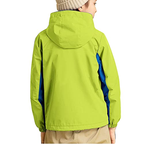 YINGJIELIDE Boy's Waterproof Ski Jacket,Kids Outdoor Snowboarding windproof Jacket,Fleece Lined Hooded,Warm Winter Snow Coat - color: Fluroscent Green, size: 5-6 Years